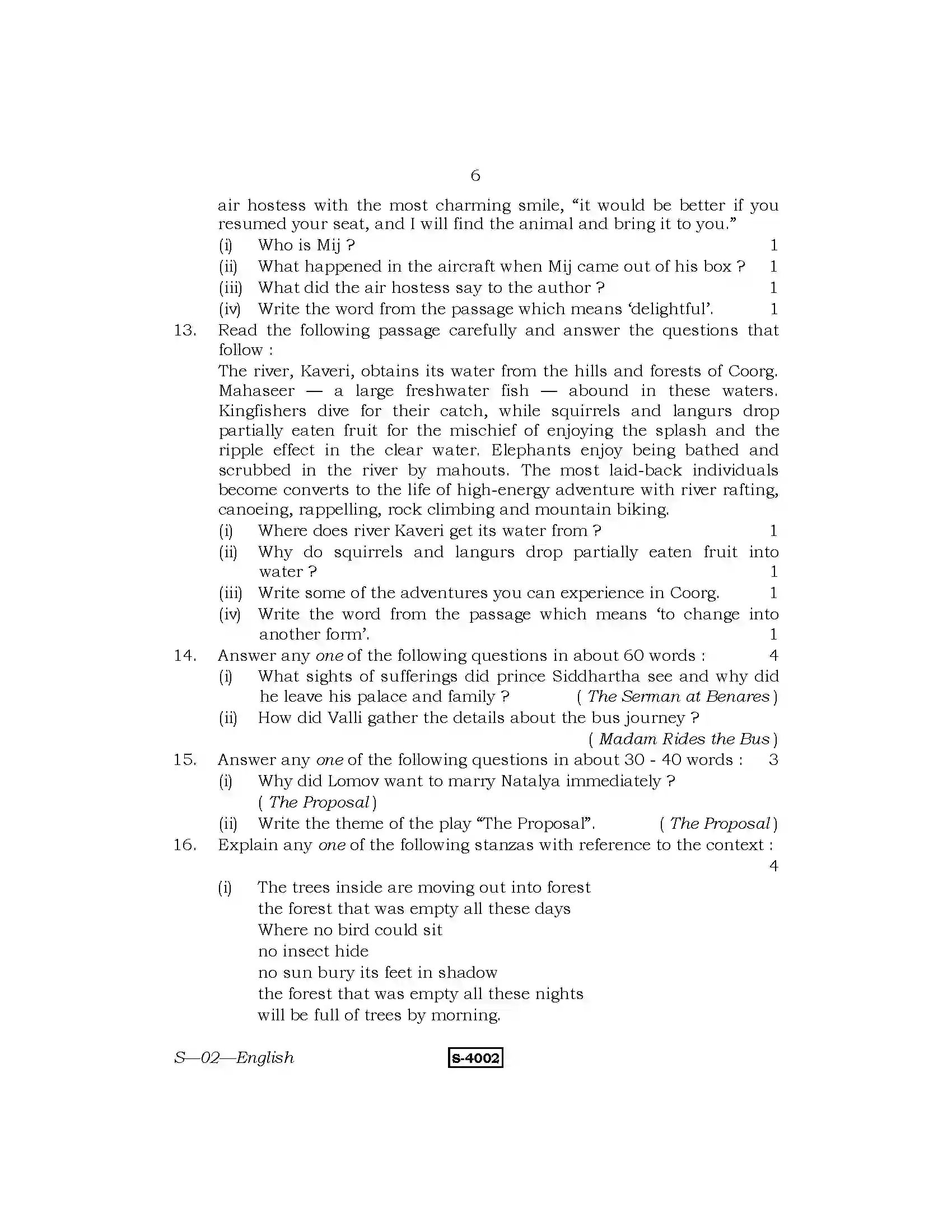 RBSE Class 10th 2015 English-S-02-2015 Previous Year Paper 6