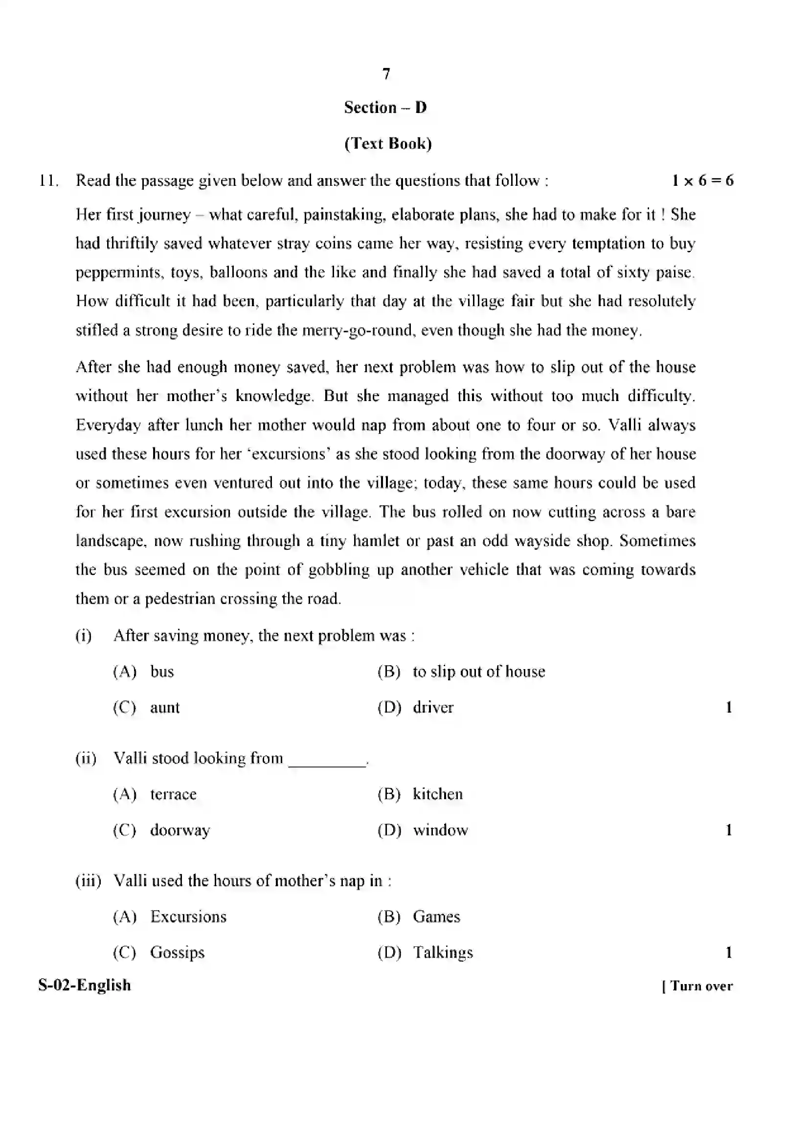RBSE Class 10th 2024 English-S-02-2024 Previous Year Paper 7