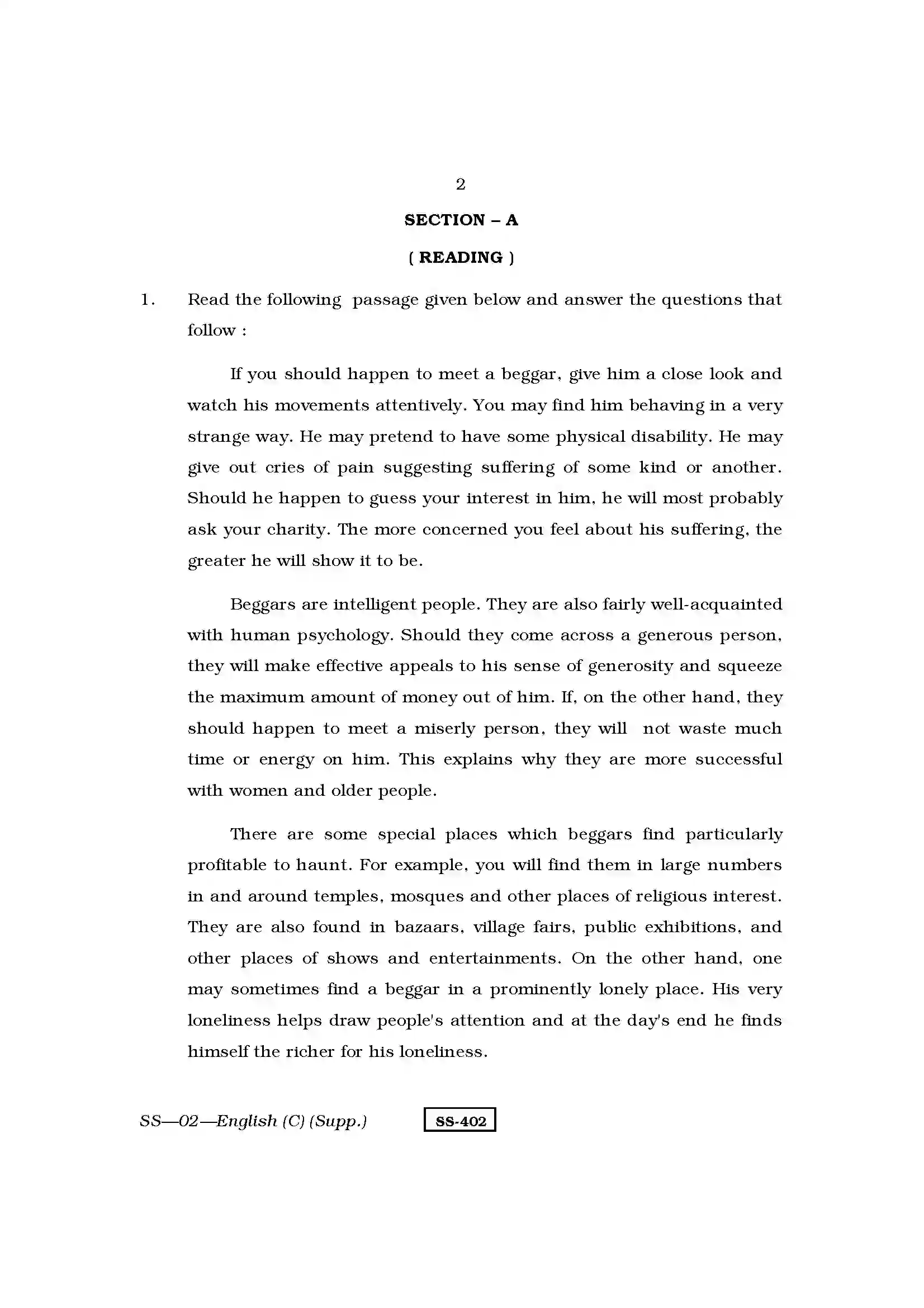 RBSE Class 12th 2013 English (Compulsory) (Supp)-SS-02-2013 Previous Year Paper 2