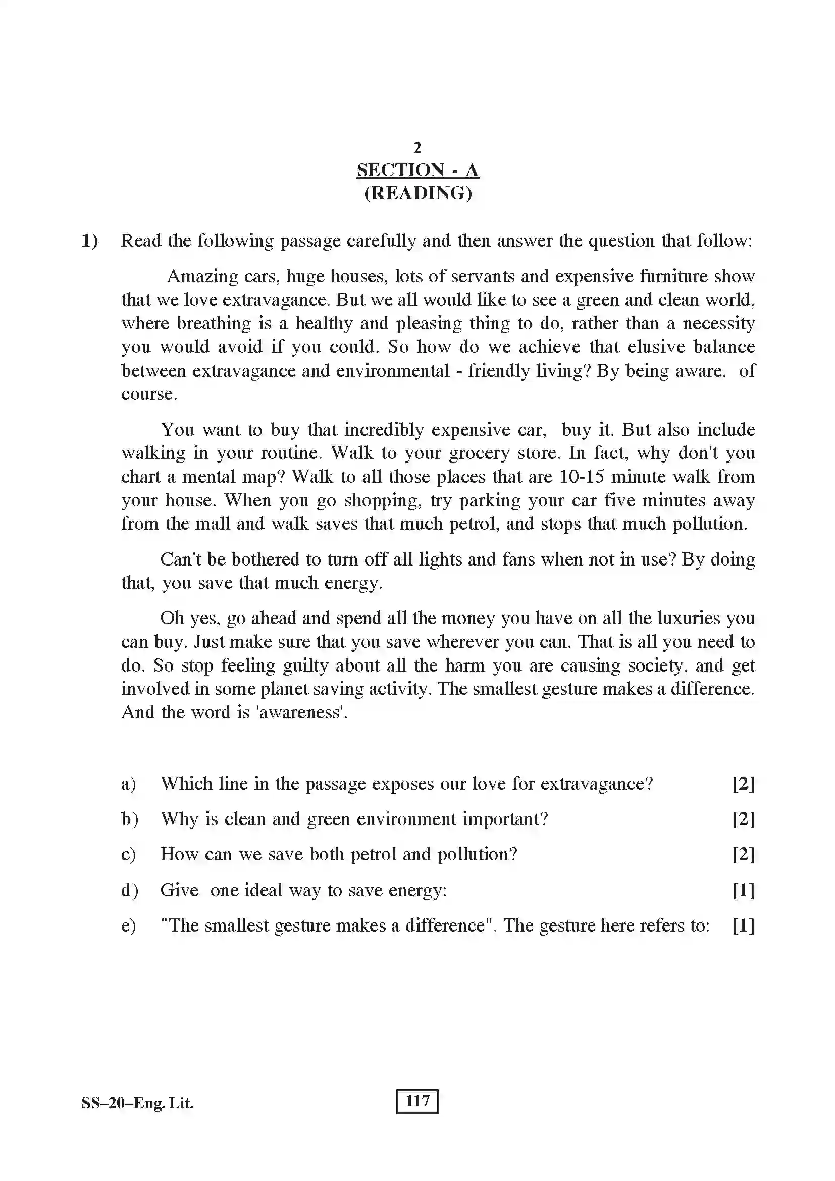 RBSE Class 12th 2017 -SS-20-2017 Previous Year Paper 2