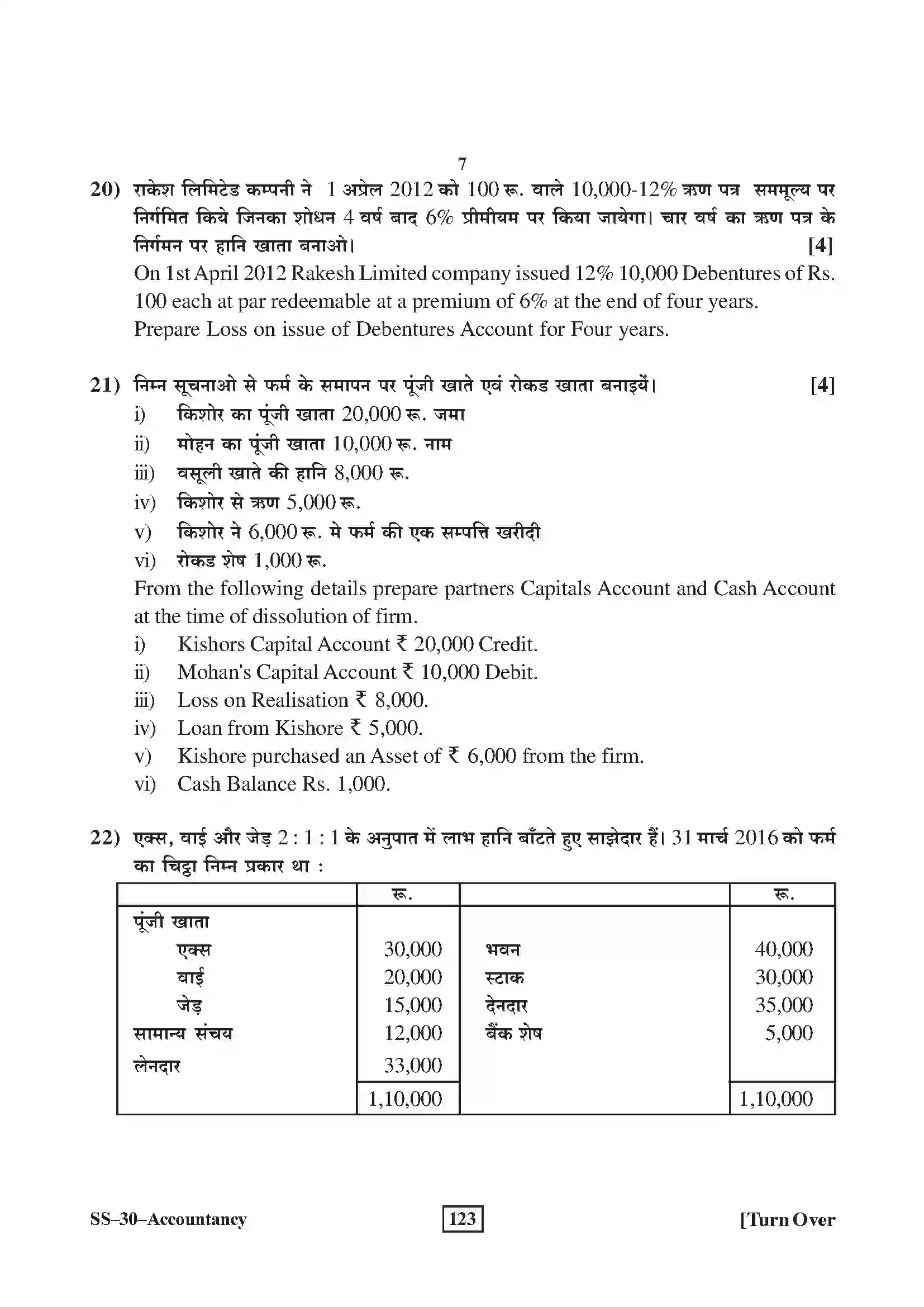 RBSE Class 12th 2017 -SS-30-2017 Previous Year Paper 7