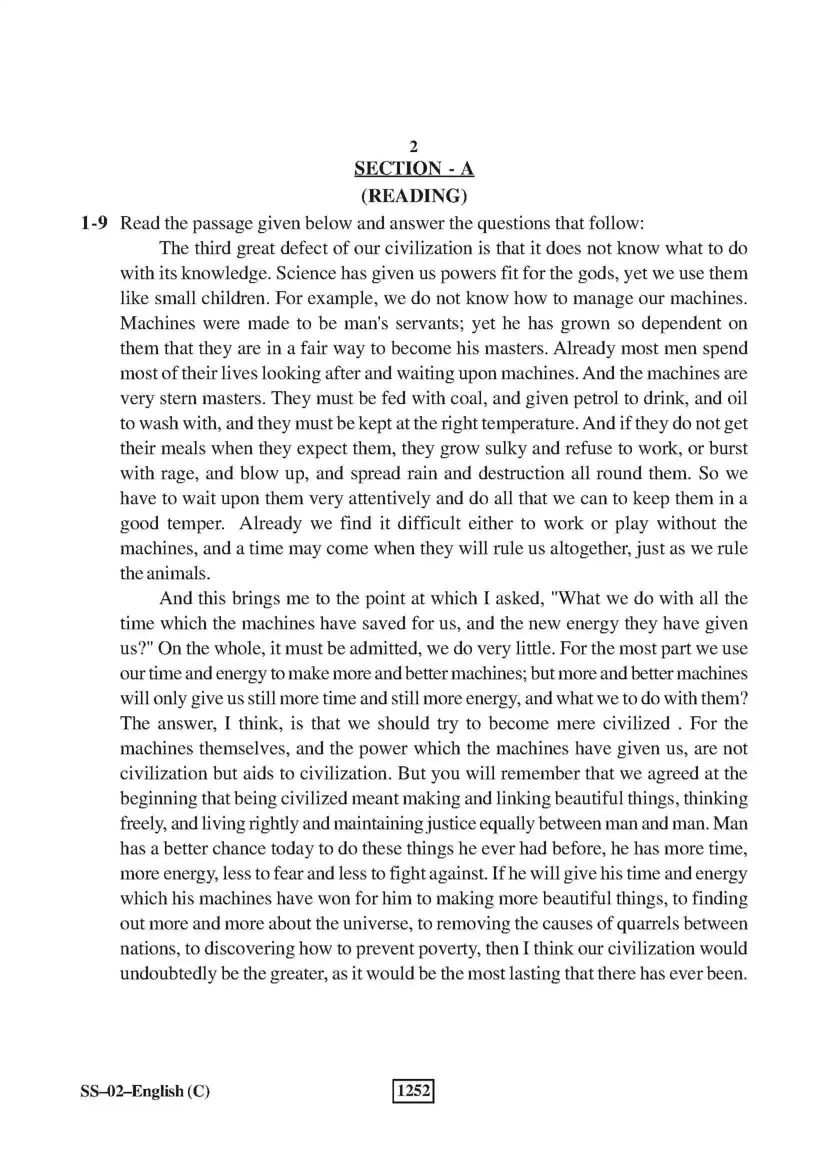 RBSE Class 12th 2018 -SS-02-2018 Previous Year Paper 2