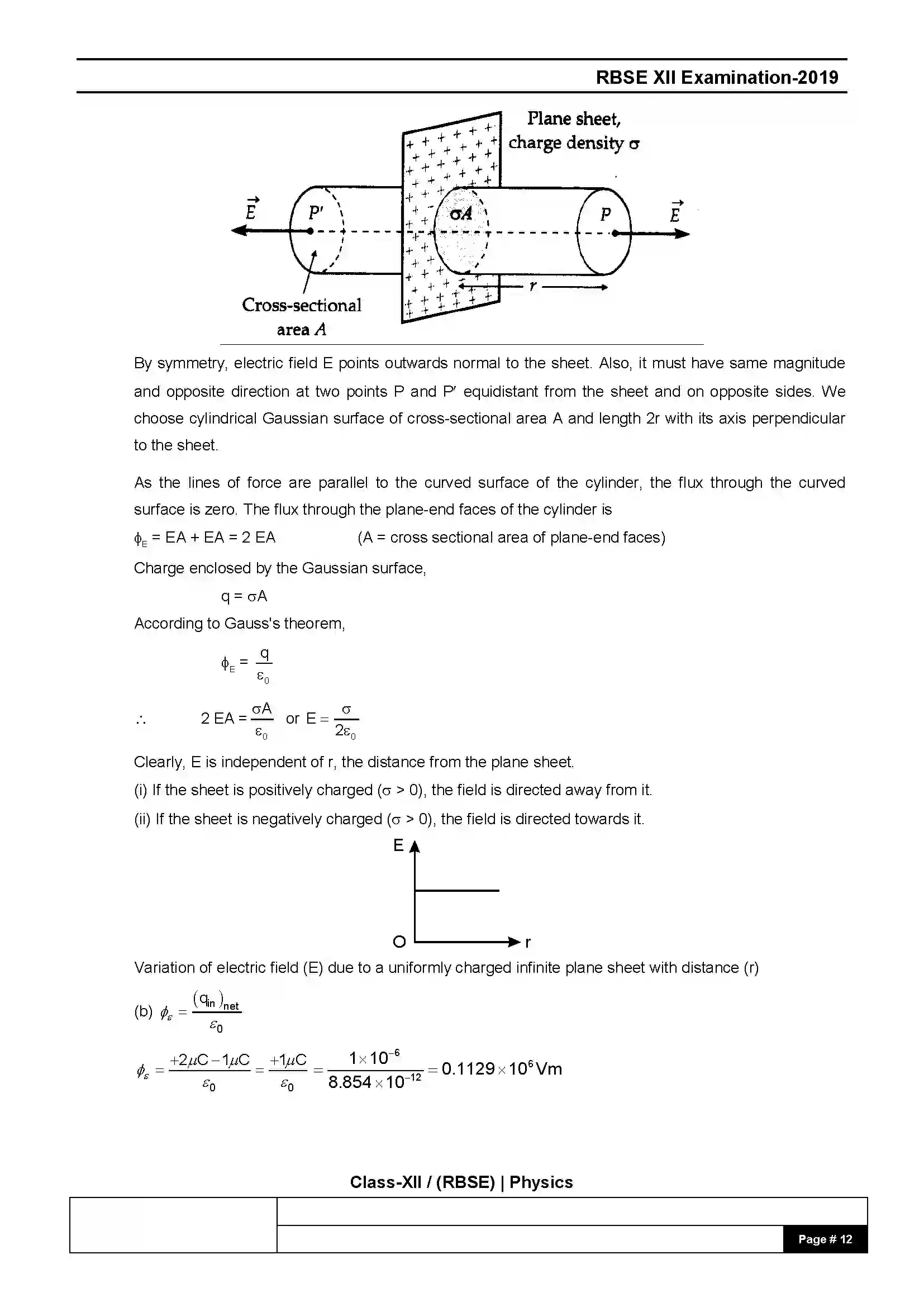 RBSE Class 12th 2019 Physics-SS-40-1-2019-With Solution Previous Year Paper 12