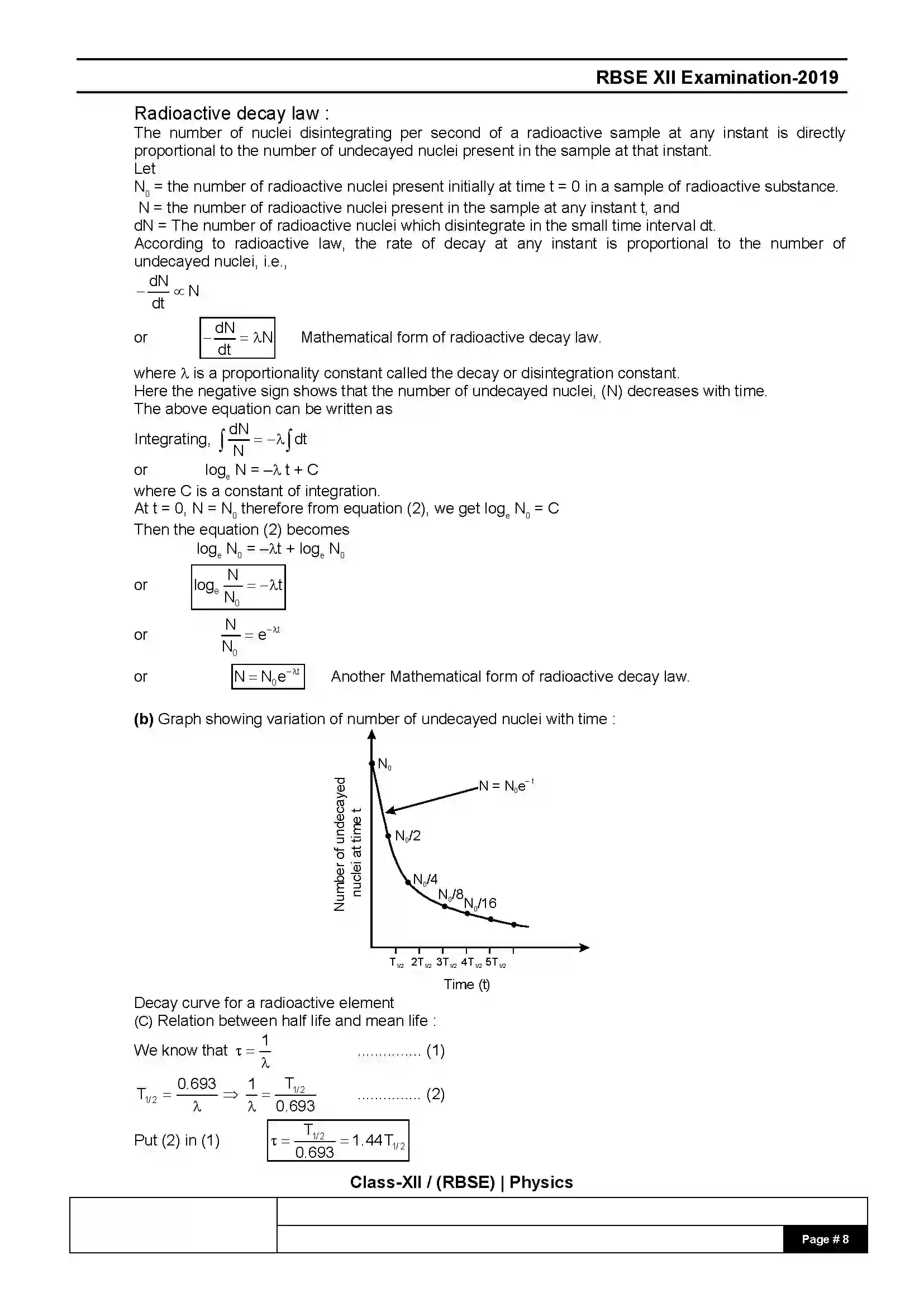 RBSE Class 12th 2019 Physics-SS-40-1-2019-With Solution Previous Year Paper 8