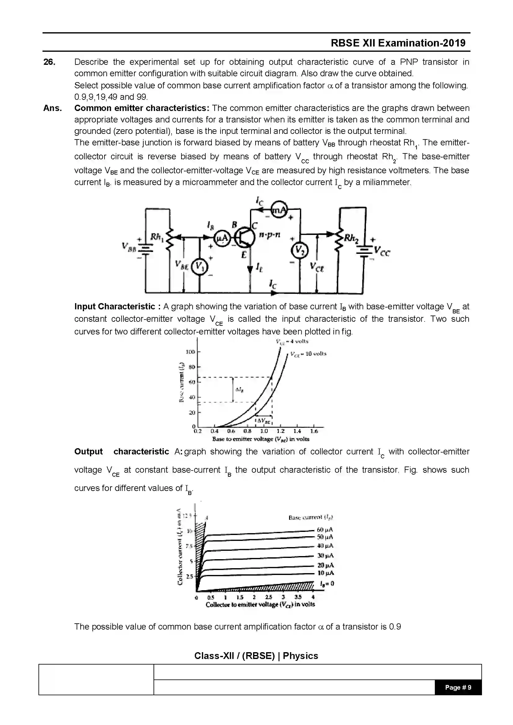 RBSE Class 12th 2019 Physics-SS-40-1-2019-With Solution Previous Year Paper 9