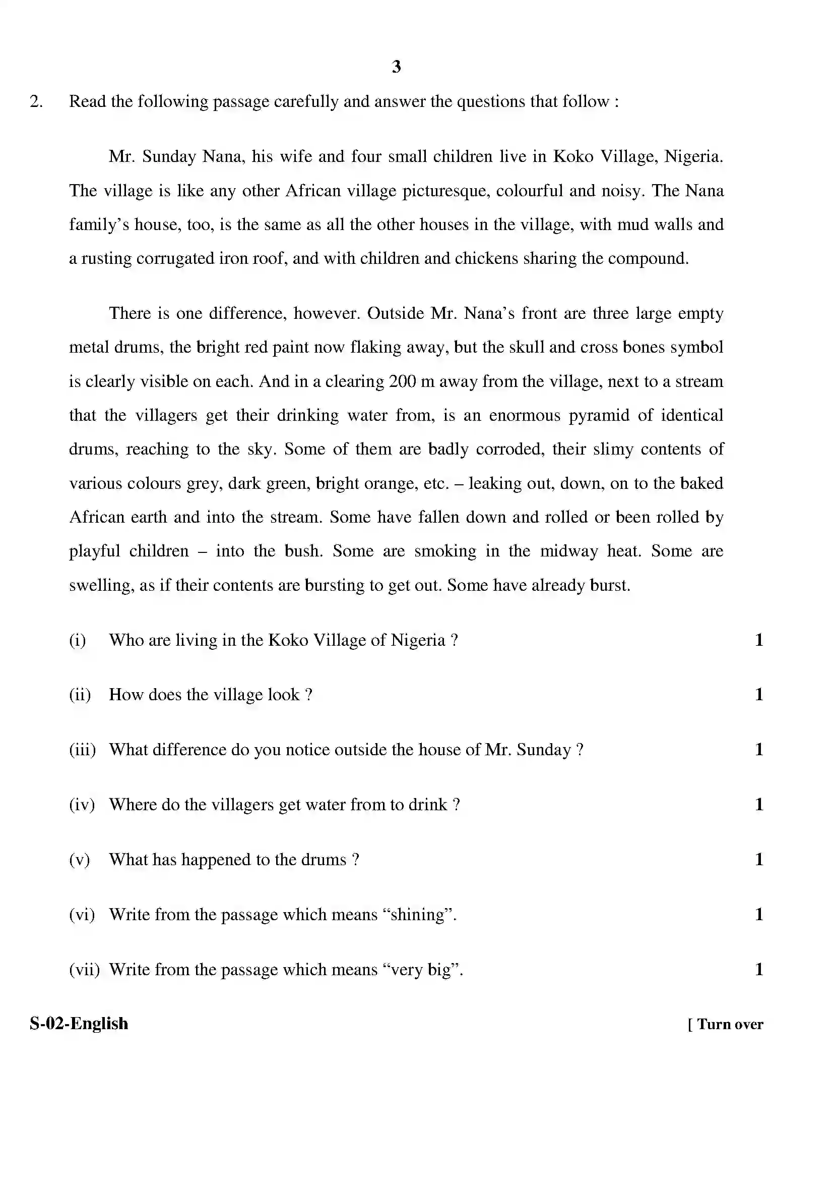 RBSE Class 10th 2020 English Model Papers Sample Paper 3