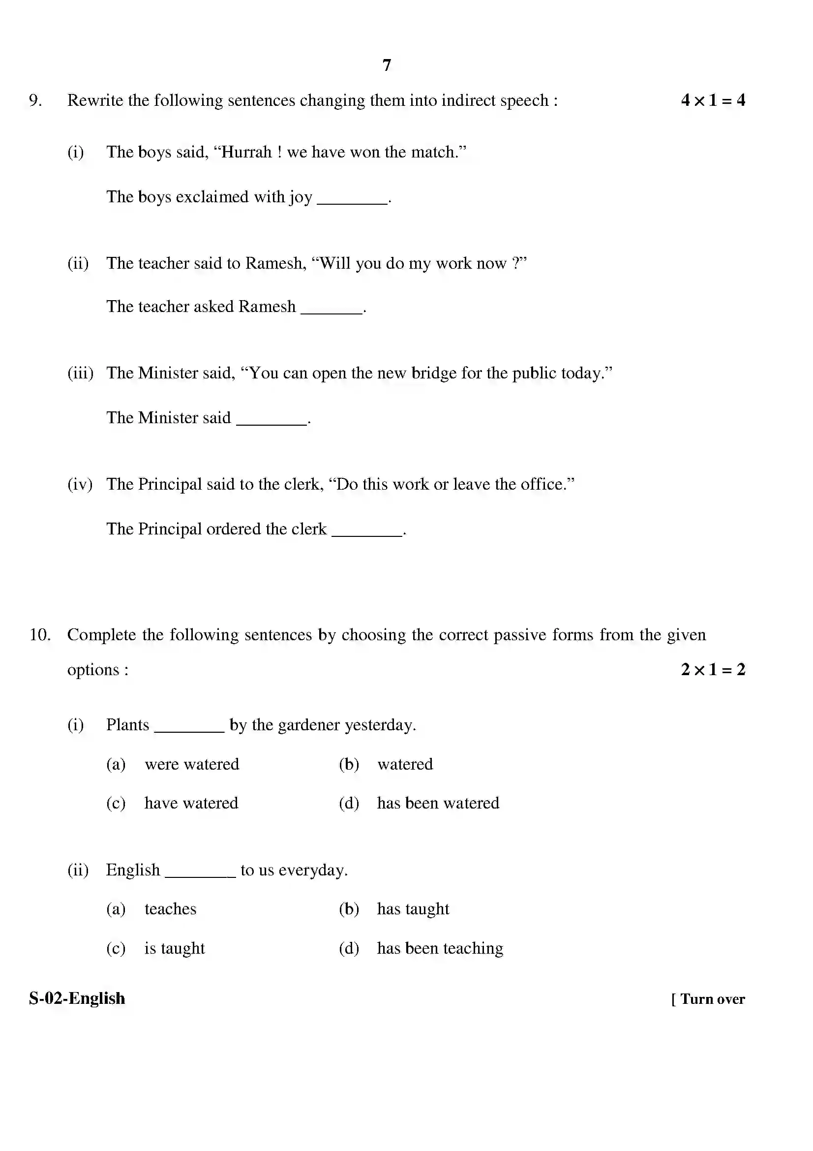 RBSE Class 10th 2020 English Model Papers Sample Paper 7