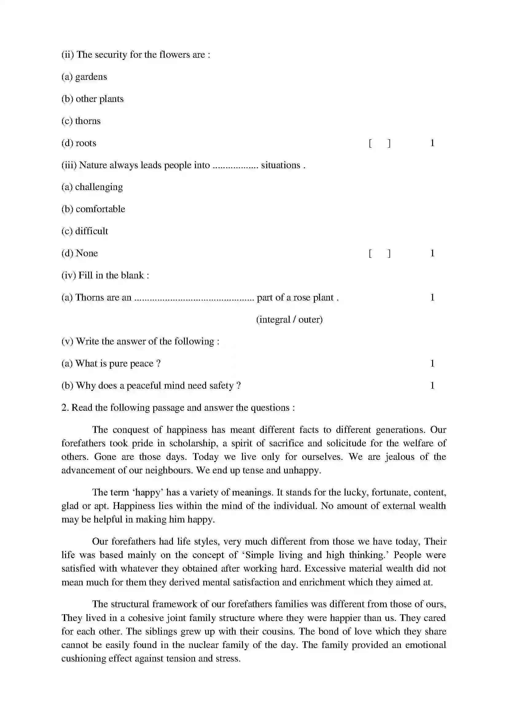 RBSE Class 10th 2022 English (comp.) Model Papers Sample Paper 2