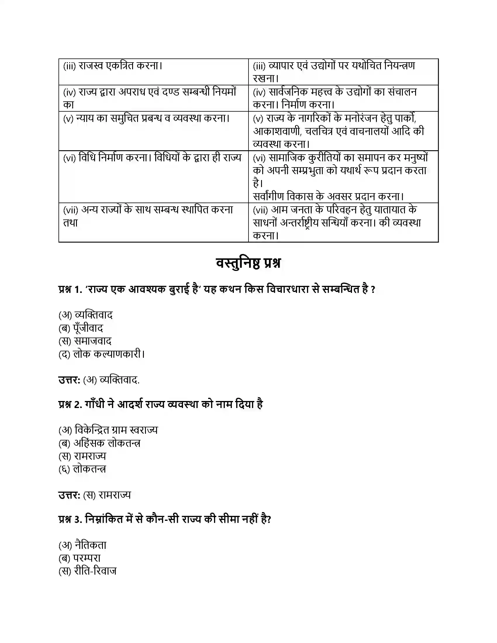 RBSE Class 11th नागरिकशास्त्र राज्य का कार्यक्षेत्र Solution 11