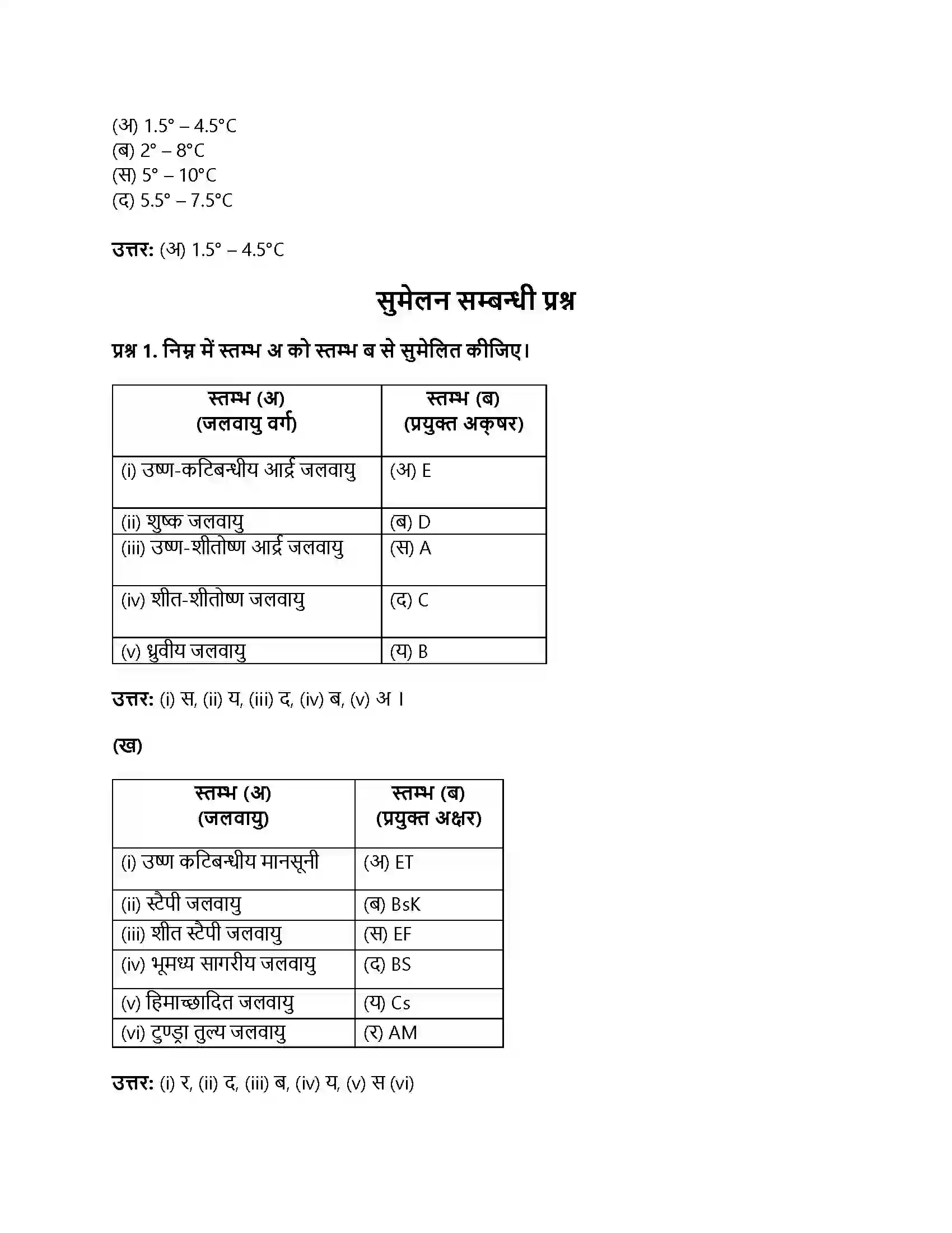 RBSE Class 11th भौतिक भूगोल जलवायु का वर्गीकरण Solution 10