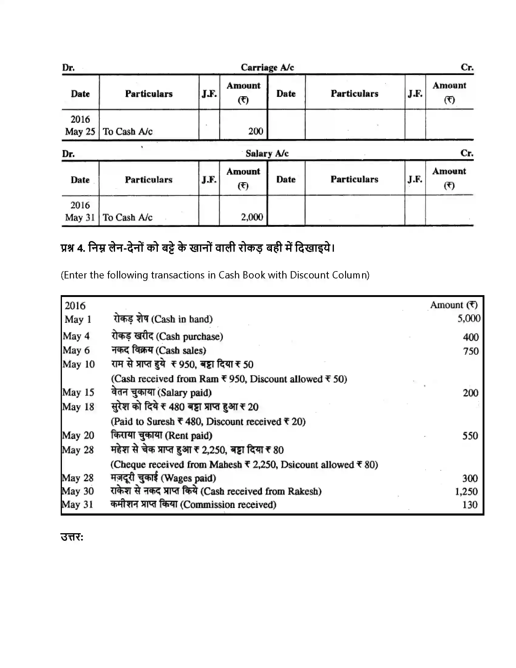 RBSE Class 11th लेखाशास्त्र रोकड़ बही एवं बैंक सम्बन्धी व्यवहार Solution 19