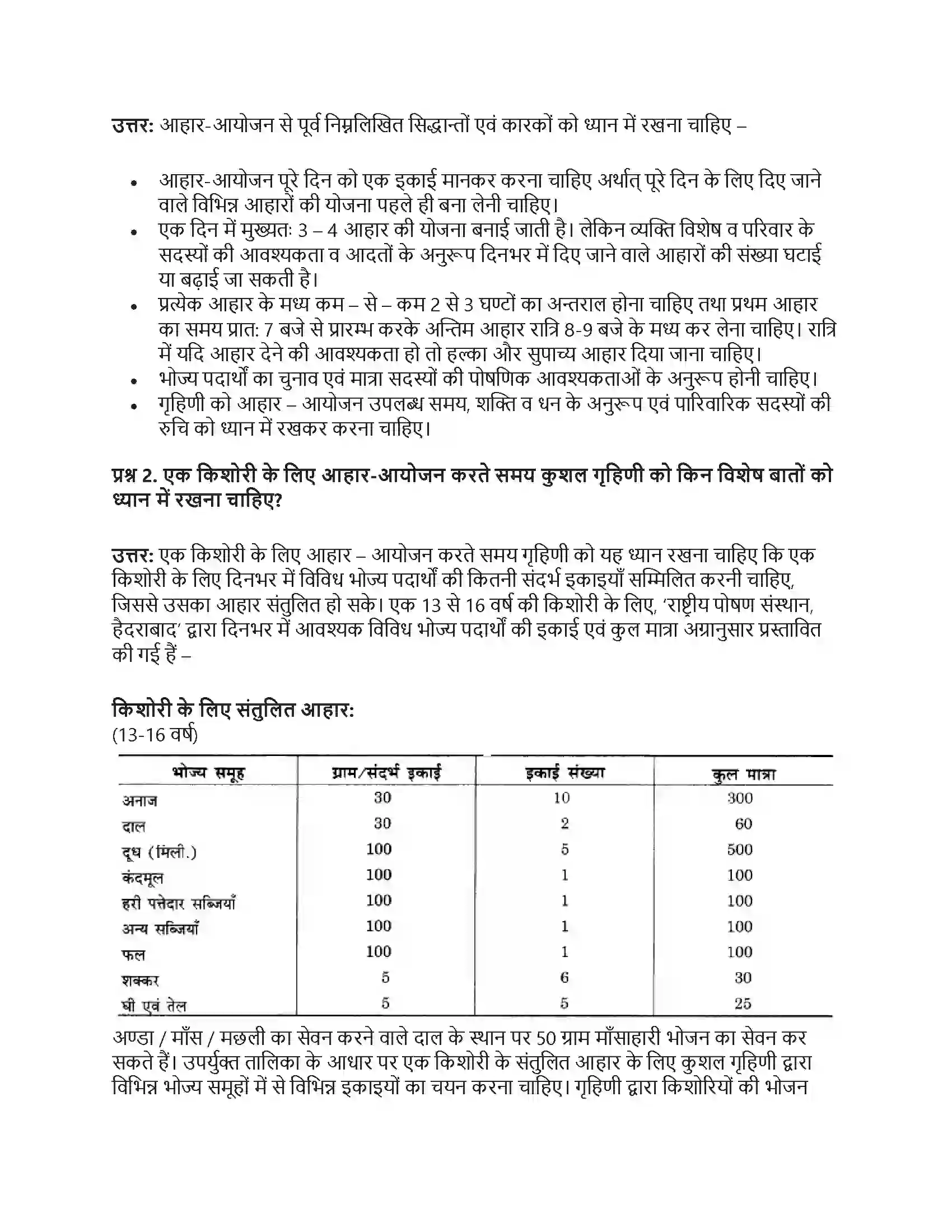 RBSE Class 12th गृह विज्ञान आहार-आयोजन की प्रक्रिया Solution 10