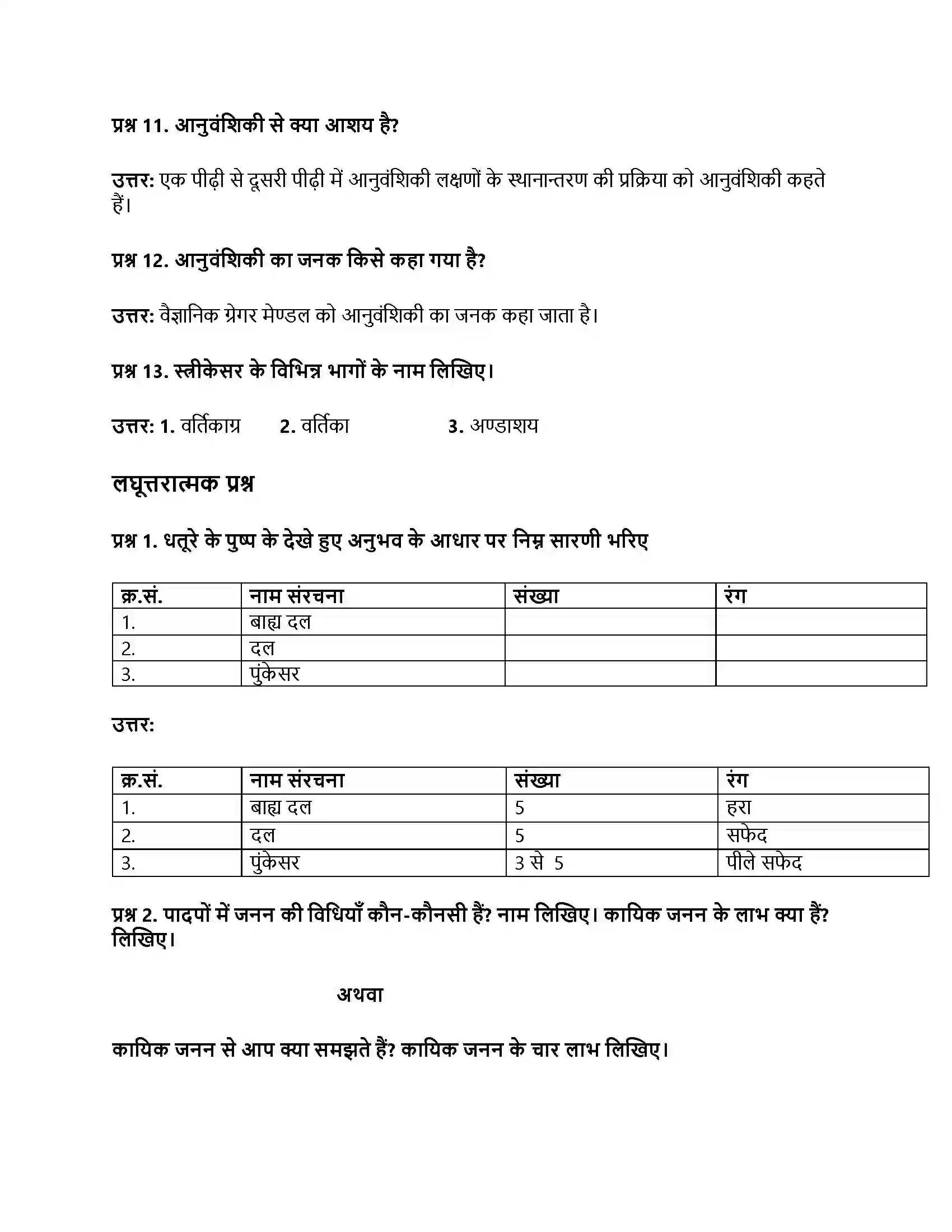RBSE Class 8th विज्ञान पौधों में जनन Solution 14