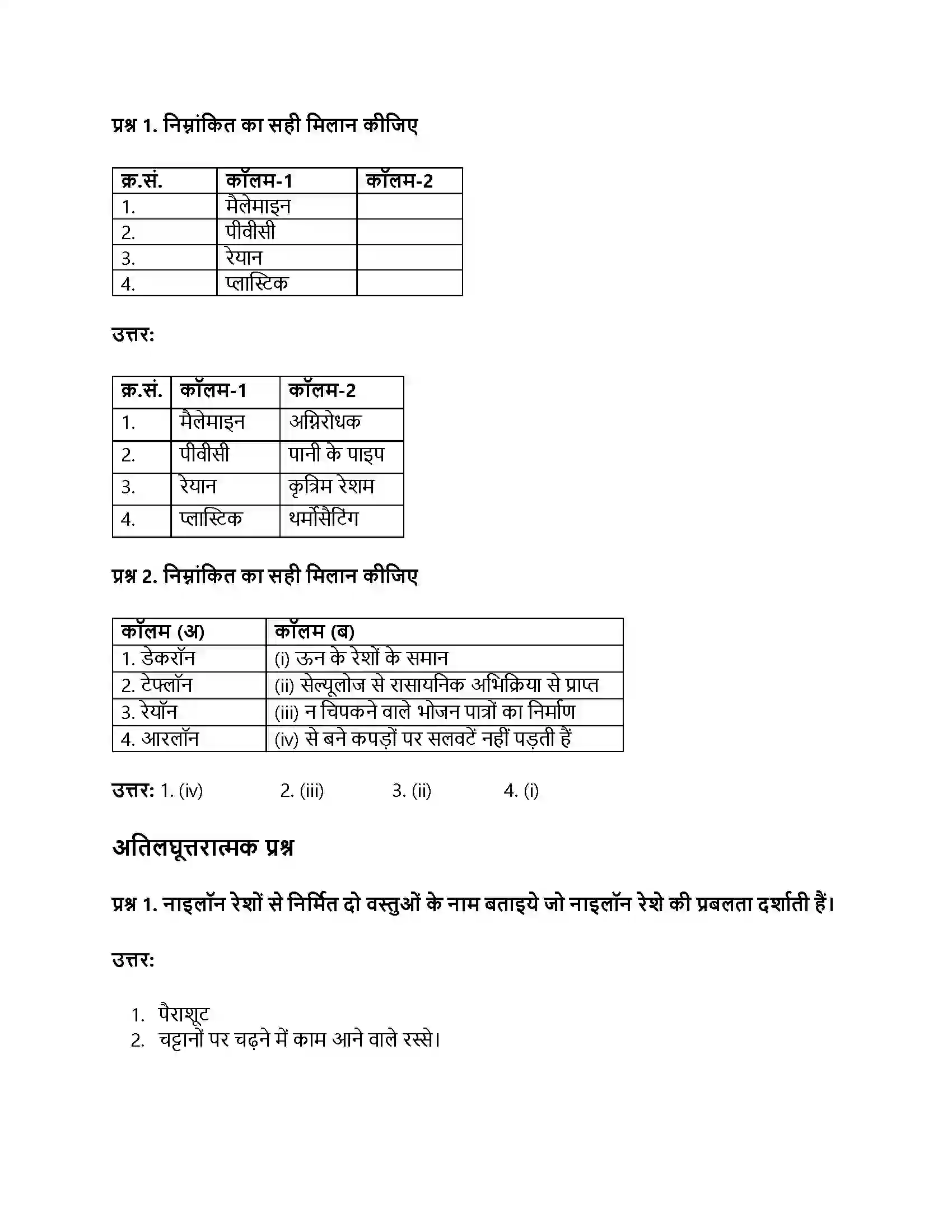 RBSE Class 8th विज्ञान संश्लेषित रेशे और प्लास्टिक Solution 8