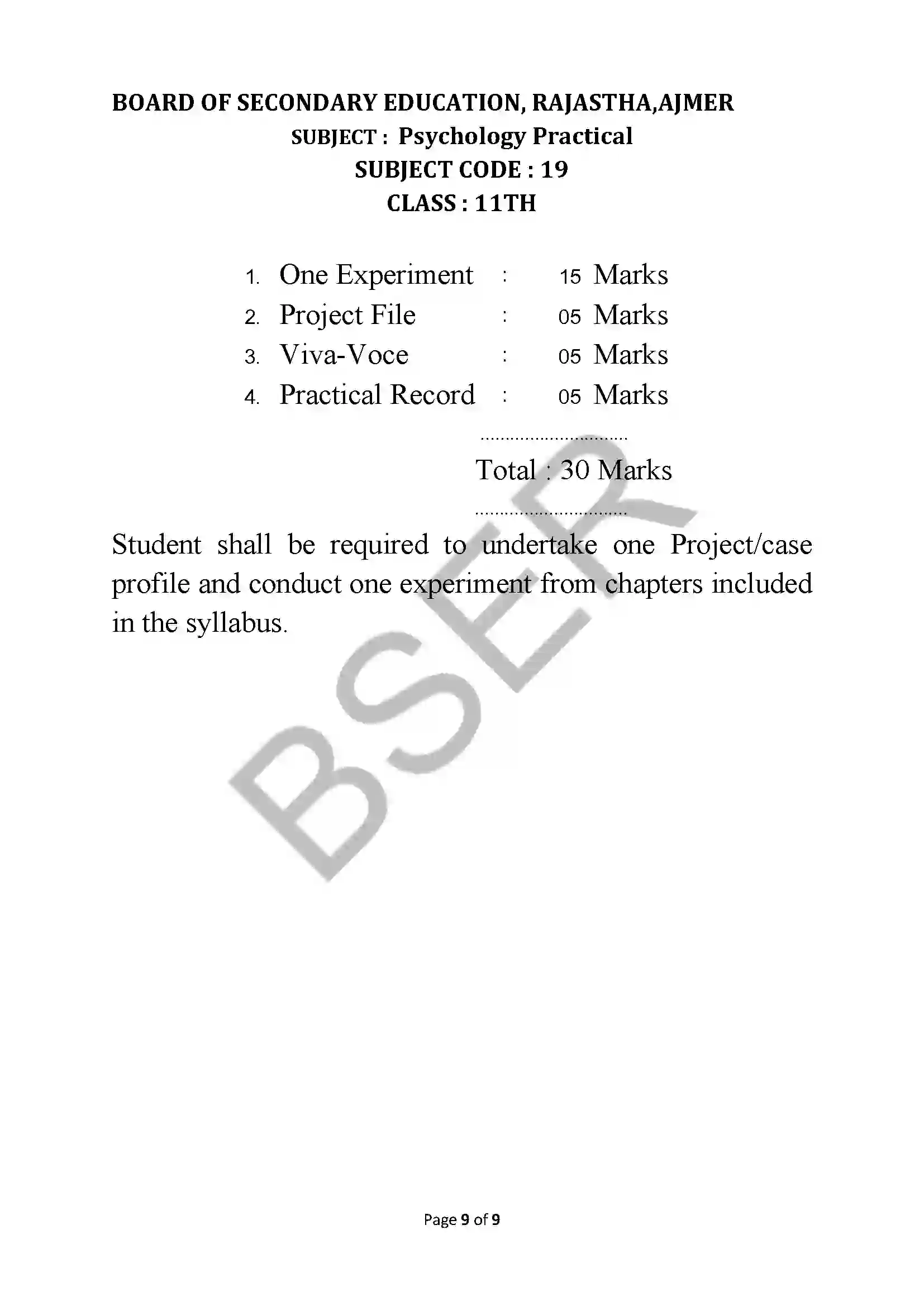 RBSE Class 11th 2026 Psychology Syllabus 4
