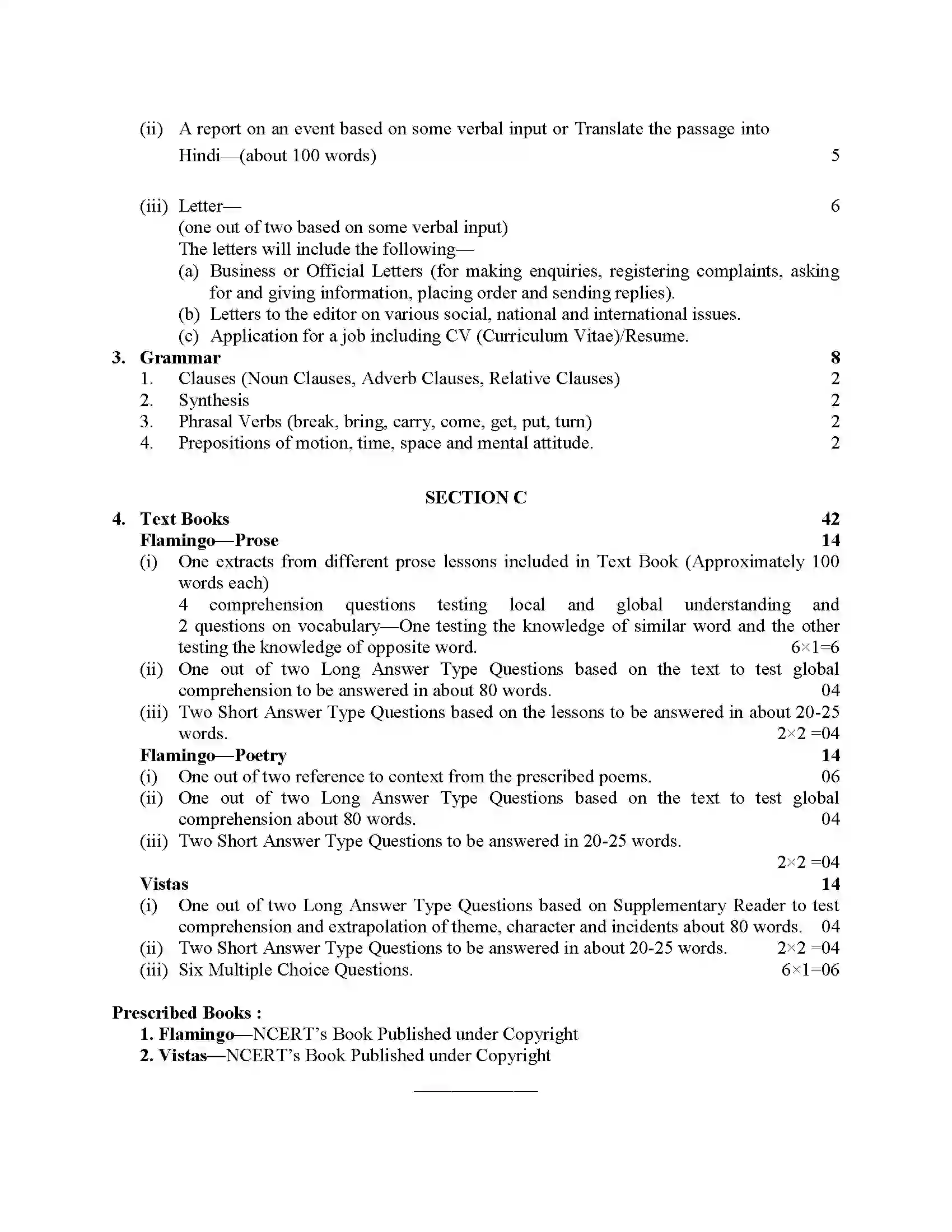 RBSE Class 12th 2022 English (Compulsory) Syllabus- Syllabus 2