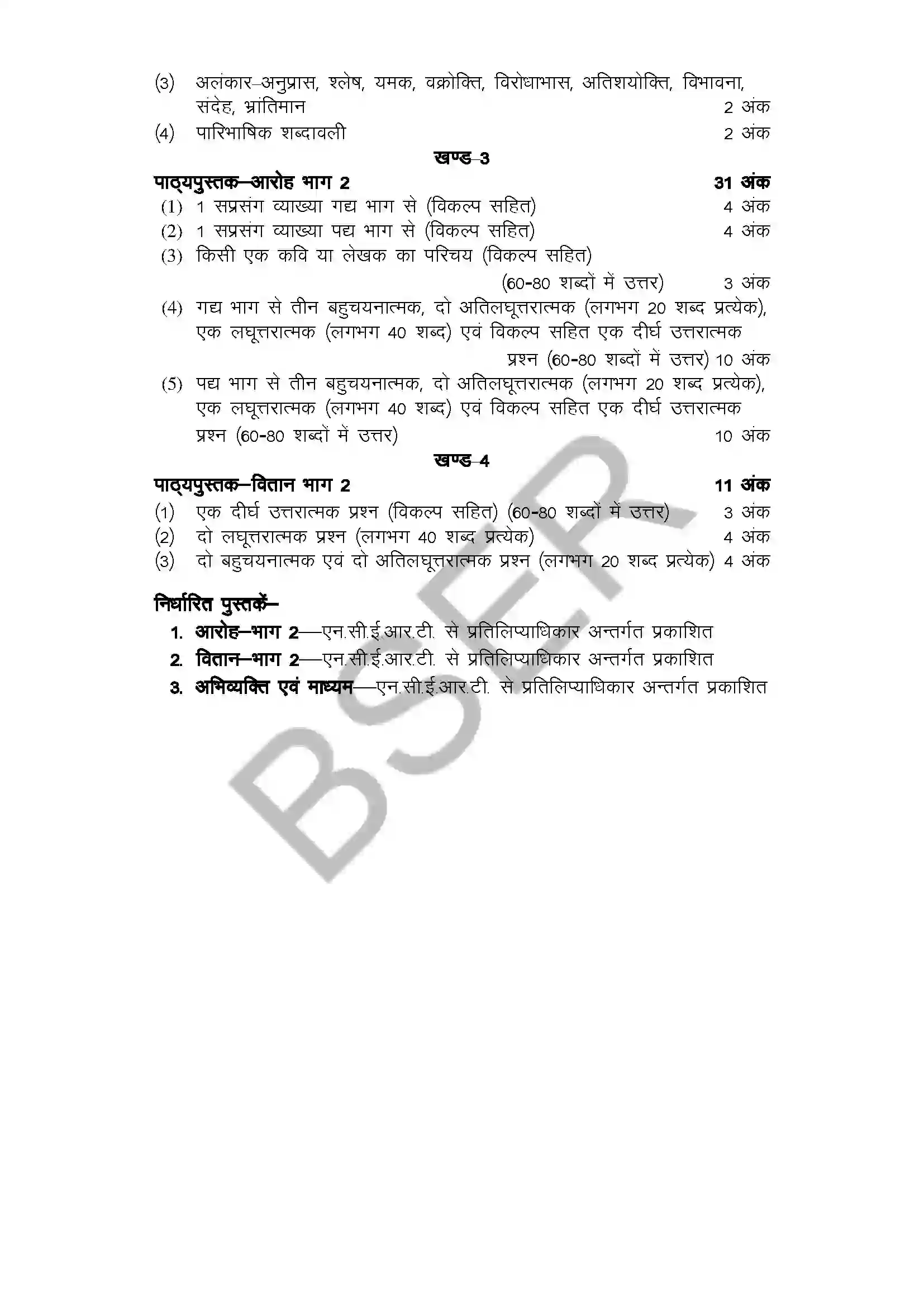 RBSE Class 12th 2026 हिन्दी अनिवार्य Syllabus 2
