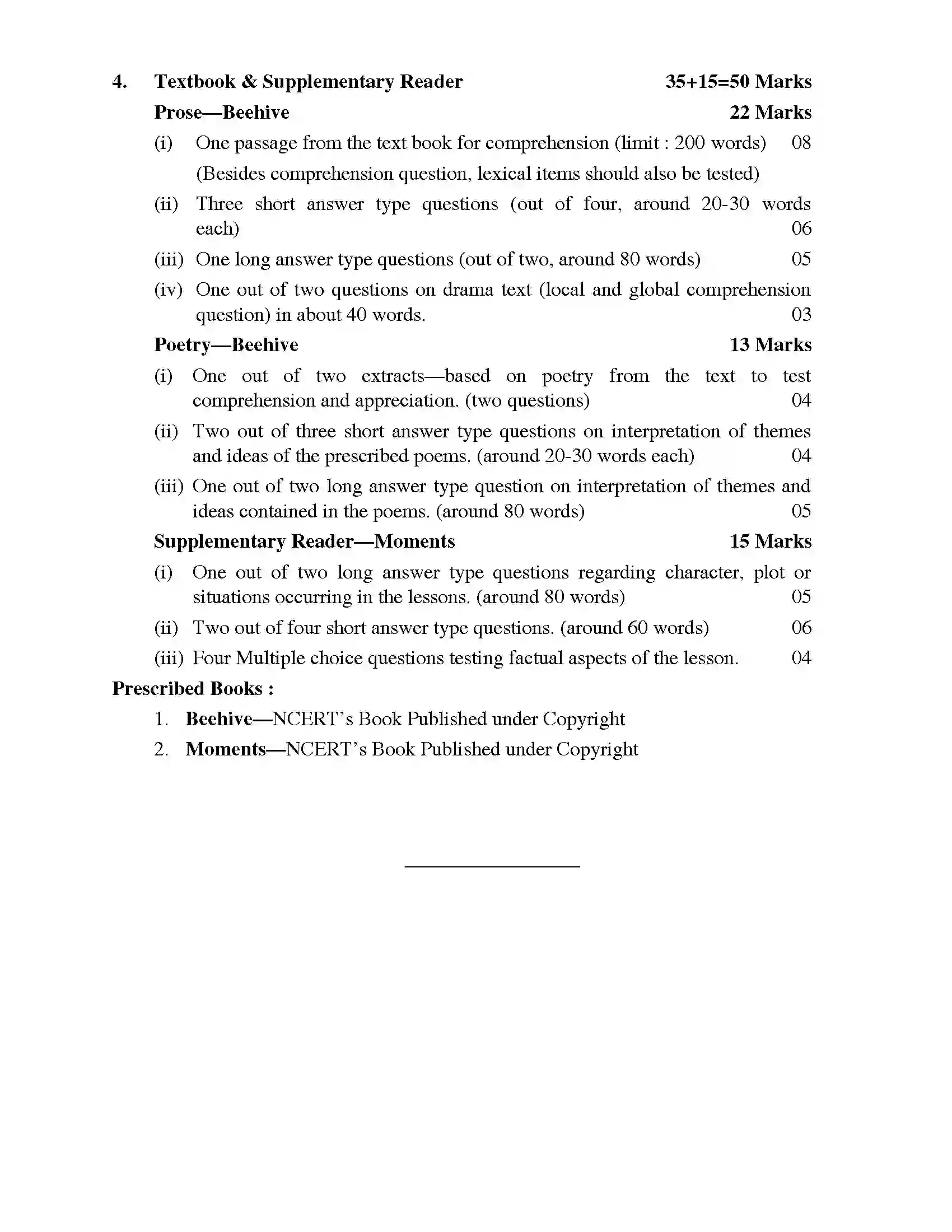 RBSE Class 9th 2024 English Syllabus 2