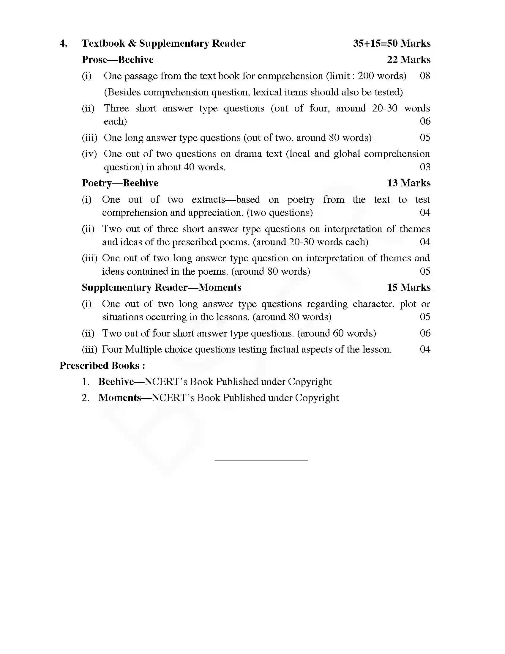RBSE Class 9th 2025 English Syllabus 2